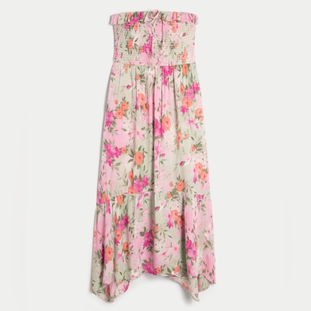 Hollister Strapless Smocked Maxi Dress